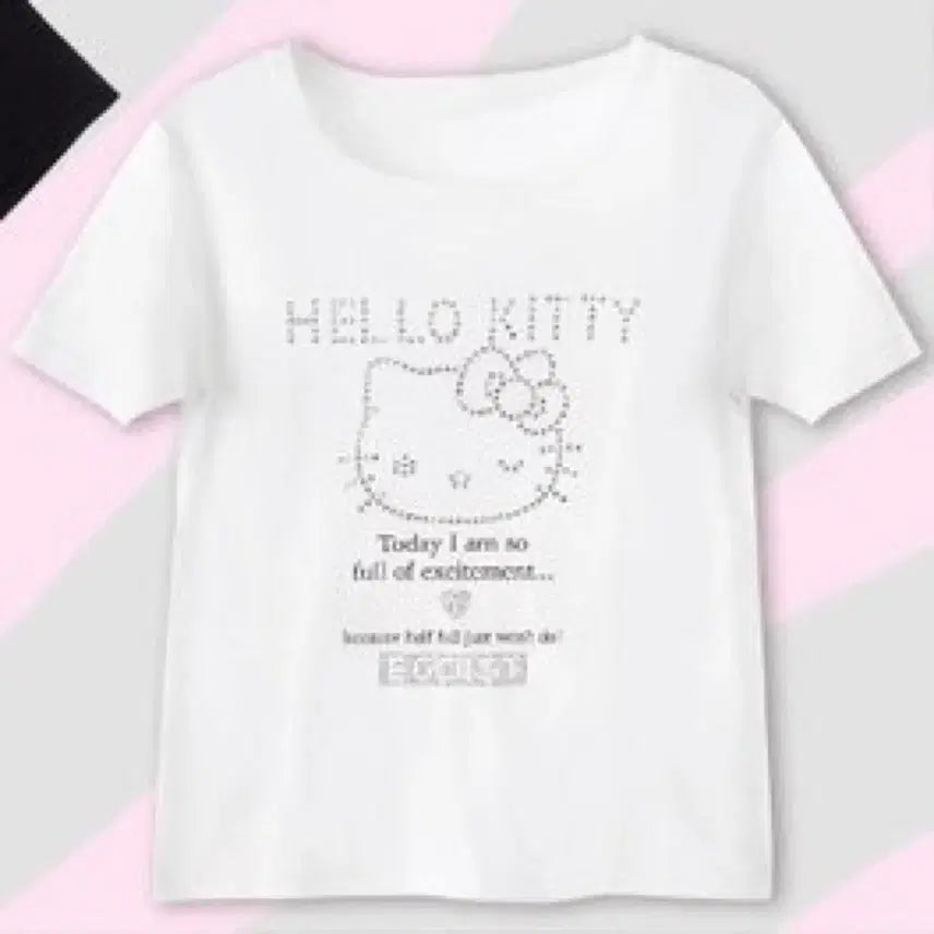[BUNJANG] Egoist x Sanrio Hello Kitty Hotfix Beaded T-Shirt / 에고이스트x산리오 헬로키티 핫픽스 비즈 티셔츠