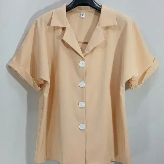 [BUNJANG] Collar Short Sleeve Loose Fit Blouse / 카라 반팔 루즈핏 블라우스