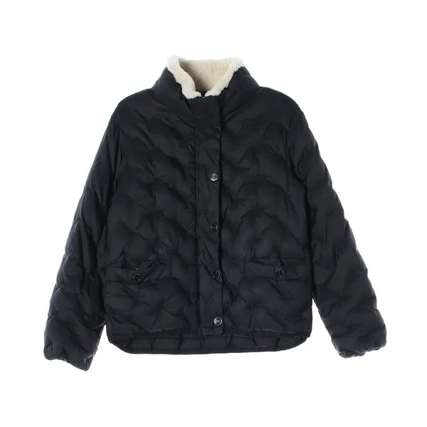 [BUNJANG] DUEL Goose Down Padded Short Jacket with Wool Collar / 듀엘 구스다운 양털 카라 숏 패딩