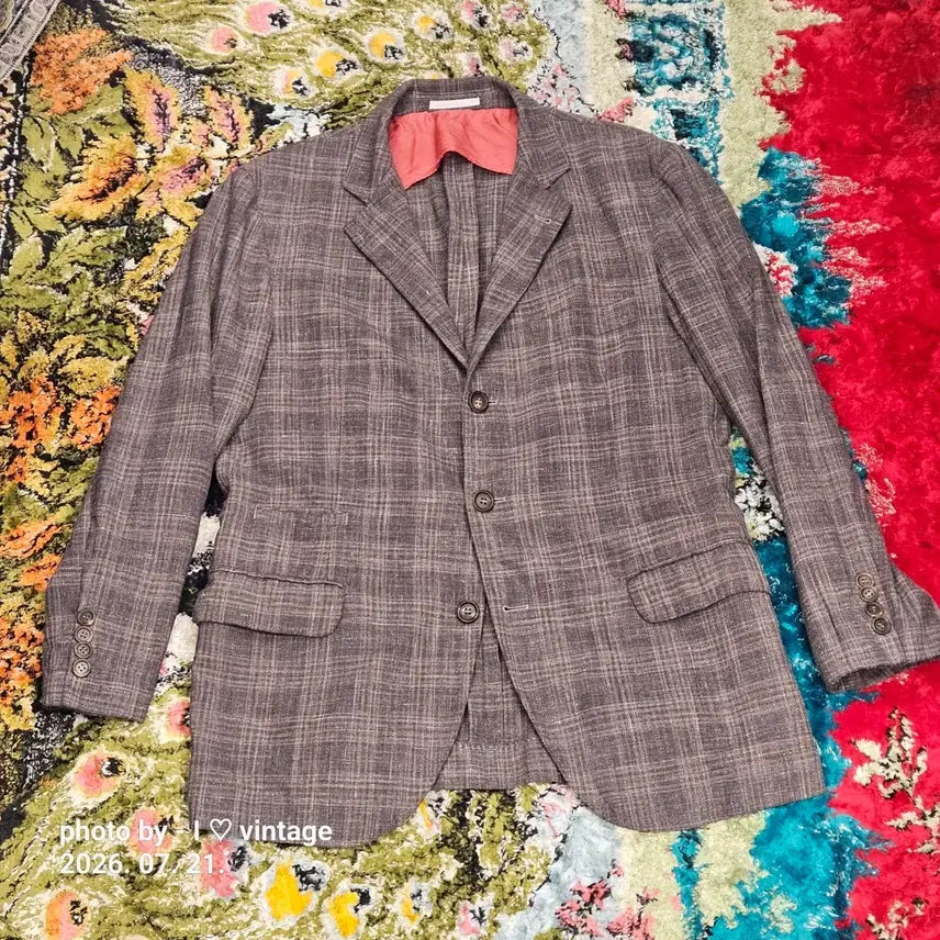 [BUNJANG] Brunello Cucinelli Summer Season Check Wool Linen Silk Blend Suit Jacket / 브루넬로 쿠치넬리 여름 시즌 체크 정장 자켓 50