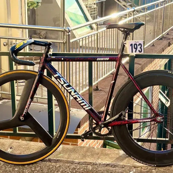 [BUNJANG] Tsunami Flame Red Track Bike Frame Set / 쓰나미 불꽃 레드 판/대