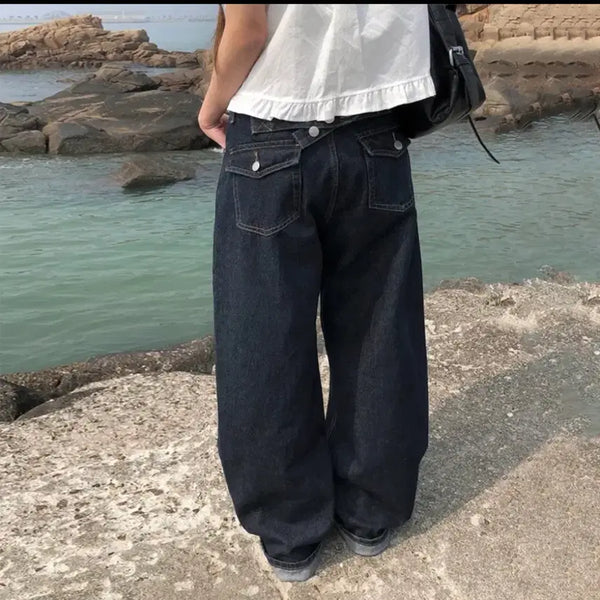 [BUNJANG] Wide Leg Raw Denim Pants / 단순1회착용) 포켓 와이드 생지 데님 팬츠