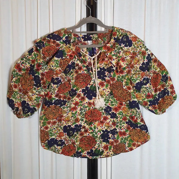 [BUNJANG] Vintage Flower Pattern Blouse Size 105 / 빈티지 플라워 패턴 블라우스 105사이즈 2508755