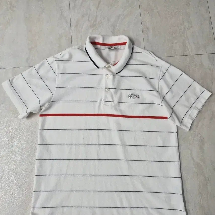 [BUNJANG] Lacoste Roland Garros Striped Polo Shirt US L / 남성 라코스테  카라티 US L