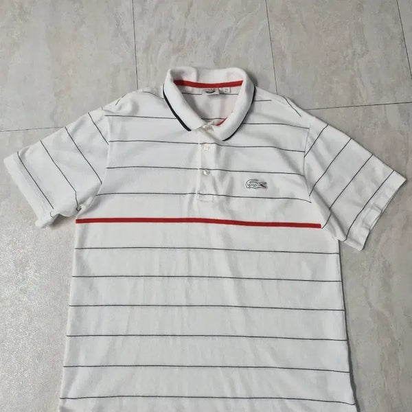[BUNJANG] Lacoste Roland Garros Striped Polo Shirt US L / 남성 라코스테  카라티 US L