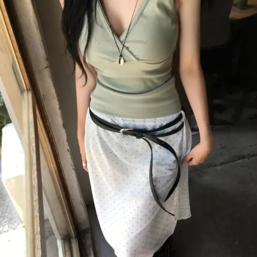 [BUNJANG] Ablie Wrap Layered Sleeveless Top / 에이블리 랩 레이어드 나시