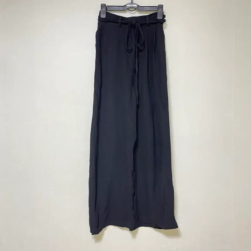 [BUNJANG] Linen Black Wide Banding Pants / 린넨 블랙 와이드 밴딩 팬츠
