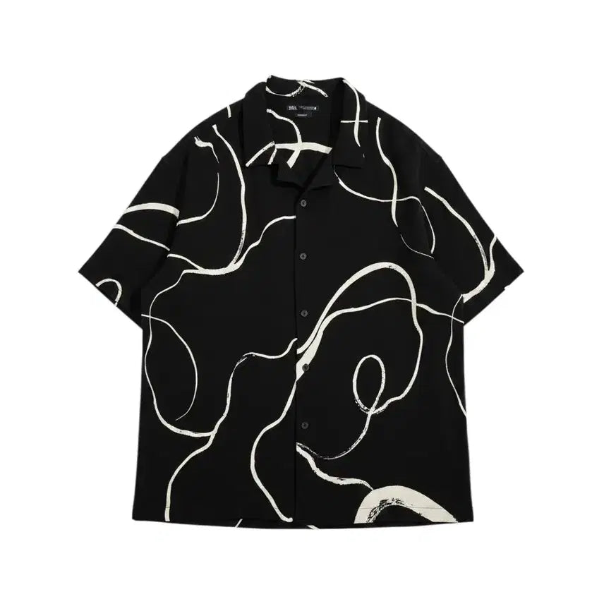 [BUNJANG] Zara Men's Geometric Pattern Oversized Short Sleeve Shirt Vintage / 남성XL/ 자라 오버핏 기하학 무늬 반팔 셔츠 빈티지킹