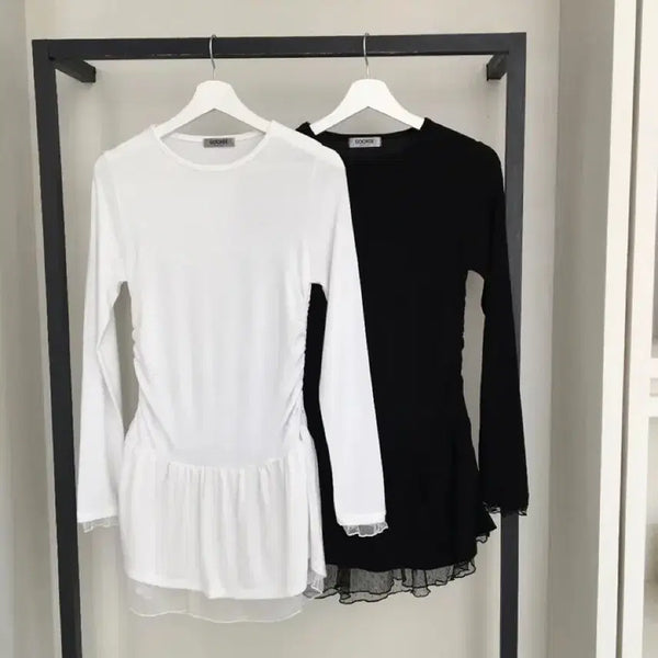 [BUNJANG] Frill Shirring Dress - Black / <새상품> 프릴 셔링 원피스 - 블랙