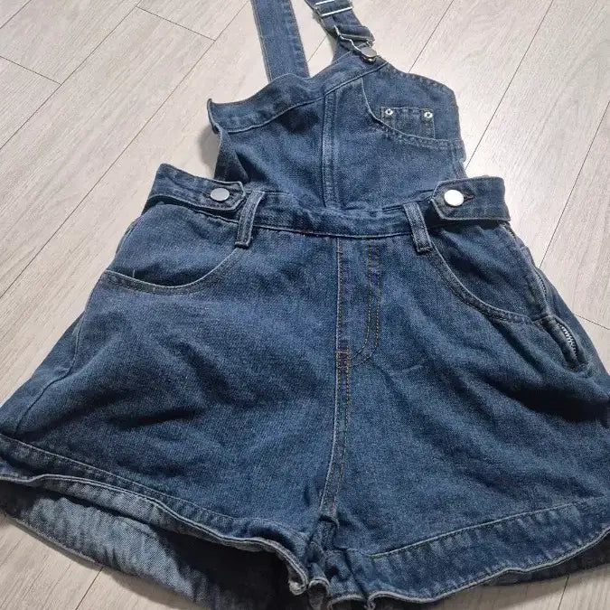 [BUNJANG] Denim Bib Shorts / 청 데님 멜빵 반바지
