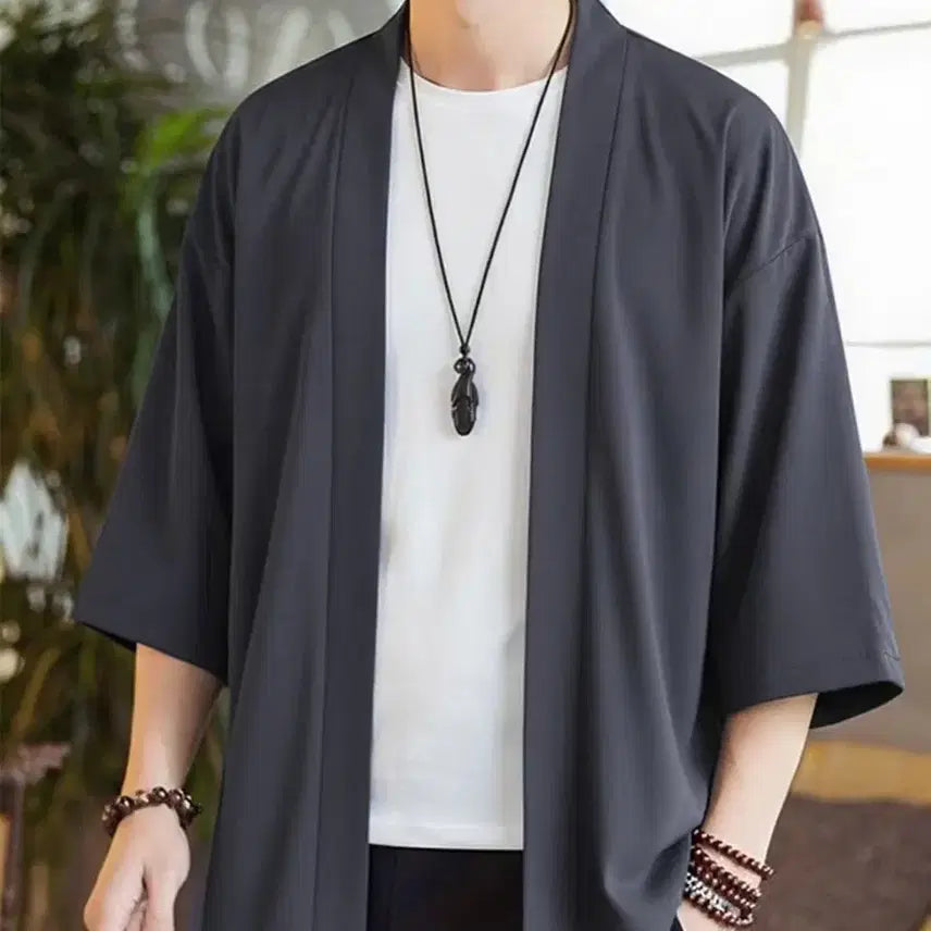 [BUNJANG] UU Antiquities Men's Linen 7-Button Half-Sleeve Cardigan Jacket (Size 100) / (새상품) 여름 남자 가디건 7부 린넨 반팔 자켓 100