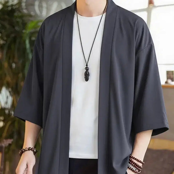 [BUNJANG] UU Antiquities Men's Linen 7-Button Half-Sleeve Cardigan Jacket (Size 100) / (새상품) 여름 남자 가디건 7부 린넨 반팔 자켓 100
