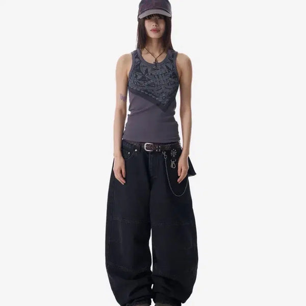 [BUNJANG] AAKAM Knee Incision Washed Denim Pants Black / AAKAM 아캄 Knee Incision Washed Denim Pants (Black)