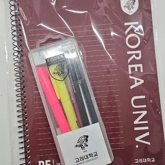 [BUNJANG] Korea University B5 Notebook + Highlighter Set / 고려대학교 노트 + 형광펜
