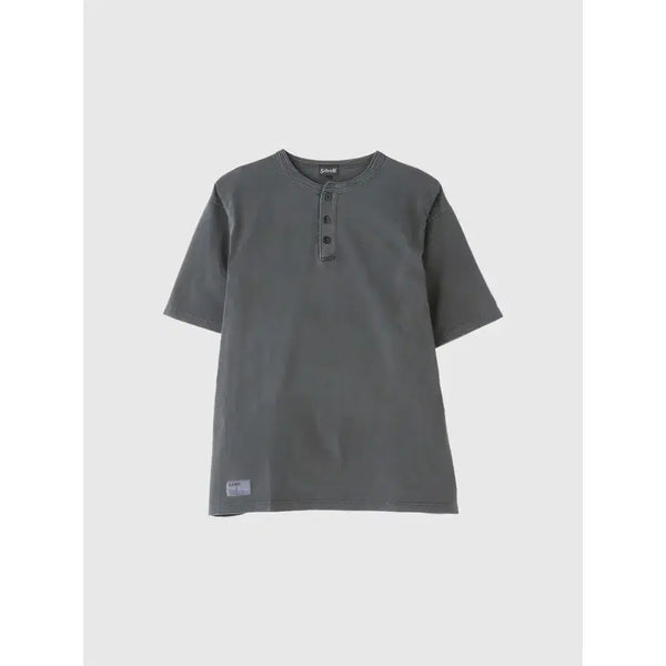 [BUNJANG] Schott Short Sleeve Pigment Dyed Heavy Cotton Henly Neck T-Shirt / 숏 헨리넥 무지 코튼 피그먼트 반팔 티셔츠