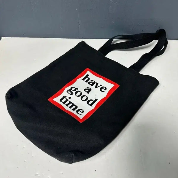 [BUNJANG] Have a Good Time Logo Black Eco Bag / 해브어굿타임 로고 블랙 에코백 가방