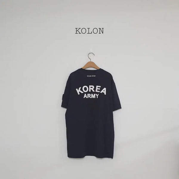 [BUNJANG] KOLON SPORT Short Sleeve T-Shirt Black Big Logo Patch (Size 105) / No.26072001 코오롱 스포츠 반팔티 KOREA ARMY