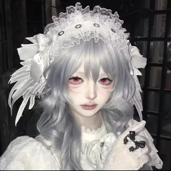[BUNJANG] White Feather Lolita Headdress / 화이트 깃털 로리타 헤도레