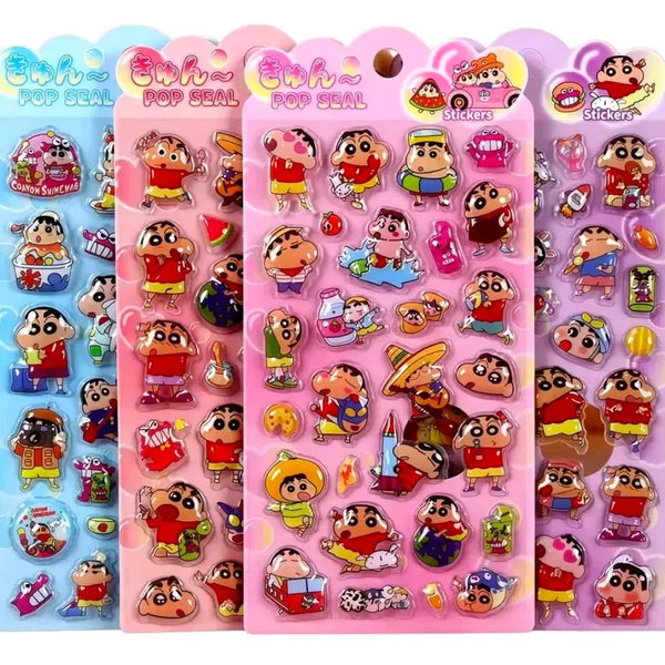 [BUNJANG] Crayon Shin-chan 3D Pop Seal Stickers Set (4 Types) / (예약배송) 수입 짱구는 못말려 짱구 3D 입체 팝 씰 스티커 4종 세트 다꾸 폰꾸