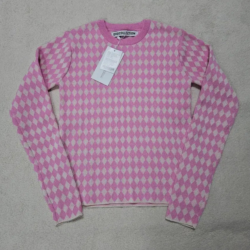 [BUNJANG] 5252 by OIOI Diamond Pattern Knit Pink OS / 오아이오아이컬렉션 핑크 다이아몬드 패턴 니트 급처