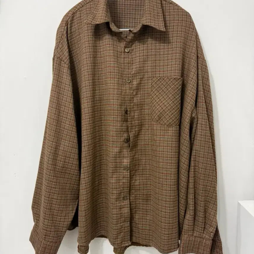 [BUNJANG] Oversized Vintage Check Shirt Brown / 오버사이즈 빈티지 체크 남방 브라운