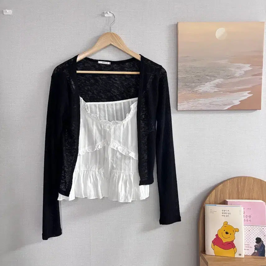 [BUNJANG] Cardigan + Sleeveless Blouse Set / (새상품)가디건+블라우스나시 세트