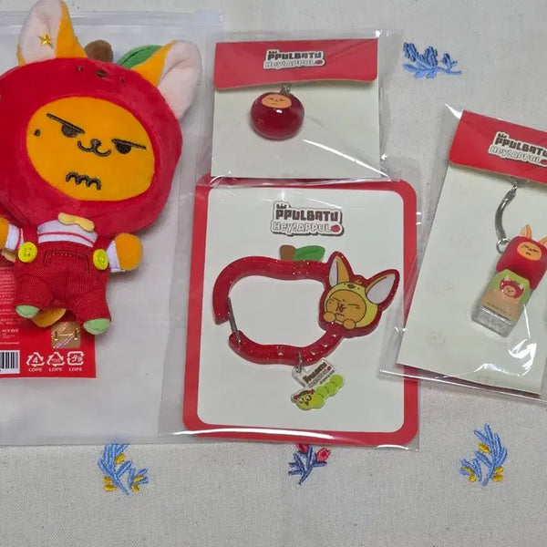 [BUNJANG] Applebutt Apple Hwangchun Plush Keychain + Mini Keychain + Keycap Keychain + Carabiner / 애뿔바투 애플 황춘 플러시키링+미니키링+키캡키링+카라비너