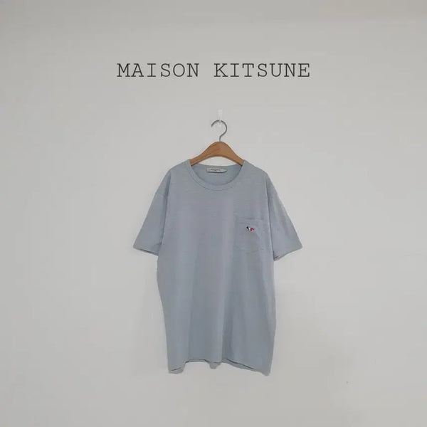 [BUNJANG] Maison Kitsuné Pastel Blue Triple Fox Logo Pocket T-Shirt / No.26072008 메종키츠네 반팔티 파스텔블루 포켓 트리플컬러폭스