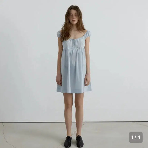 [BUNJANG] Overdue Flare Cotton Baby Doll Dress (Baby Blue) / 오버듀플레어 코튼 베이비 돌 원피스 (베이비 블루)
