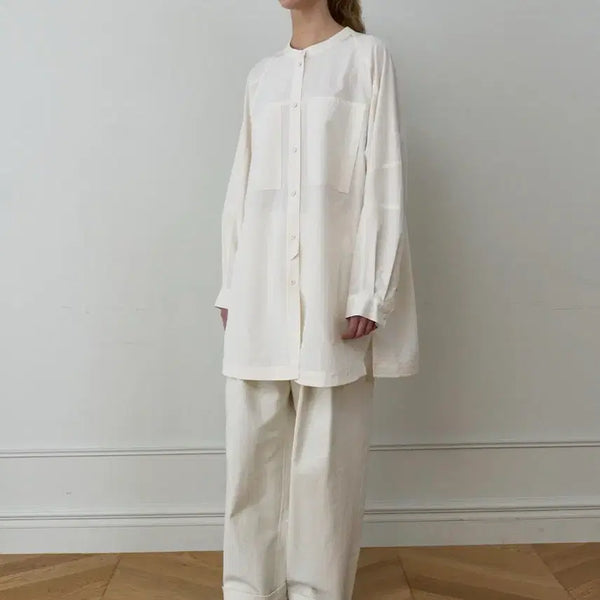 [BUNJANG] Ethos Tucked Henlyneck Shirt / 에토스 턱드 헨리넥 셔츠 TUCKED HENLYNECK SHIRT