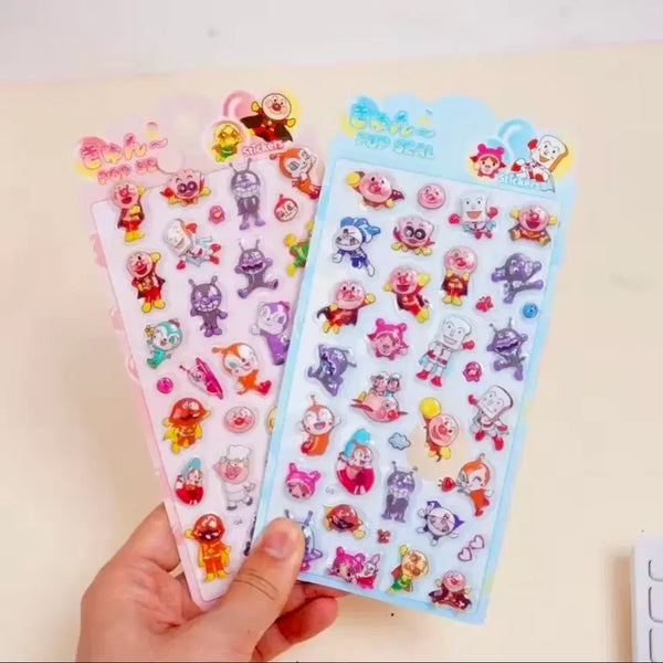 [BUNJANG] Anpanman Embossed Epoxy 3D Pop Seal Sticker Set (2 Types) / (예약배송) 수입 호빵맨 엠보싱 에폭시 3D 입체 팝 씰 스티커 2종 세트 다꾸 폰꾸
