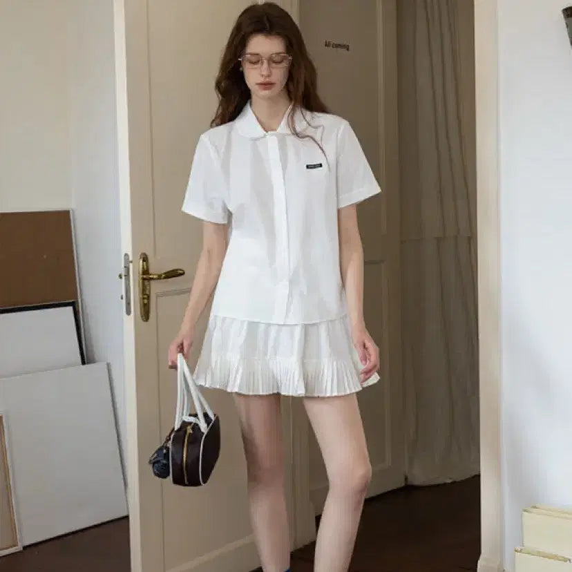 [BUNJANG] Eggka White Miu Short Sleeve Blouse / [새상품] Eggka 에그카 화이트 미우 반팔 블라우스