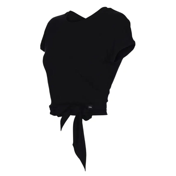 [BUNJANG] Andar Modal Cotton Tie-Up Short Sleeve Black Cover-up T-Shirt / 안다르 모달 코튼 타이업 숏슬리브 블랙 커버업 슬릿 반팔 티셔츠 운동복 요가 필라테스