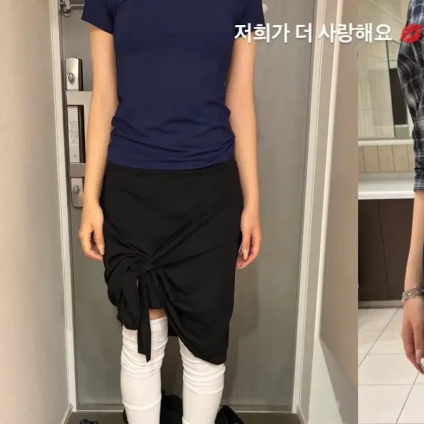 [BUNJANG] Wsc Archive Airy Basic Tee Jersey Hole-Tie Skirt Set / Wsc아카이브 Jersey hole-tie skirt 001 Airy Basic Tee