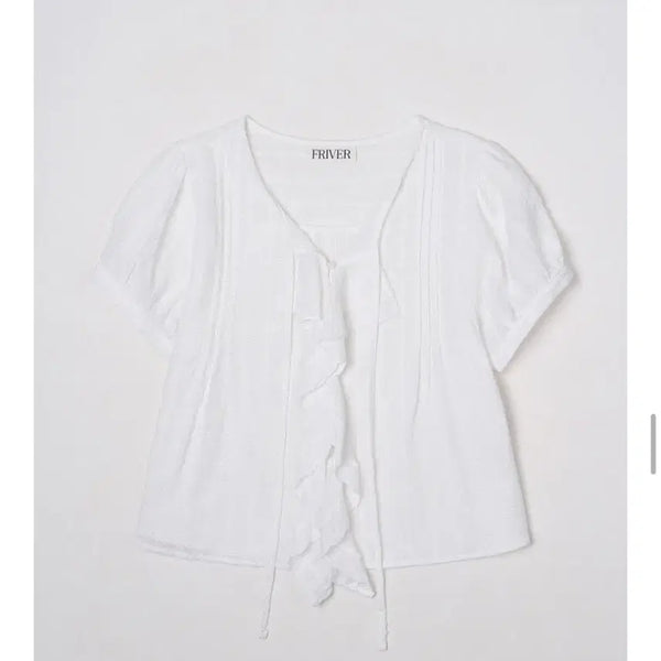 [BUNJANG] Fribel07 Frill V-Neck Blouse - White / 프리버07 블라우스