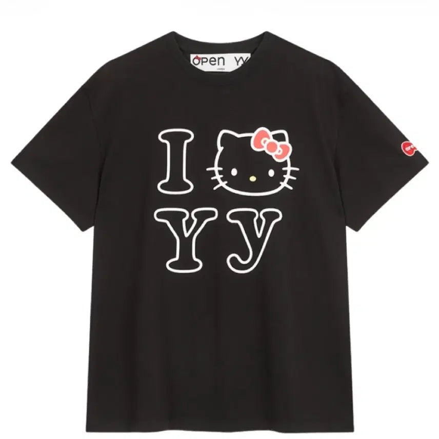[BUNJANG] Open yy Hello Kitty Short Sleeve T-Shirt Black / Open yy 헬로 키티 반팔 티셔츠 블랙