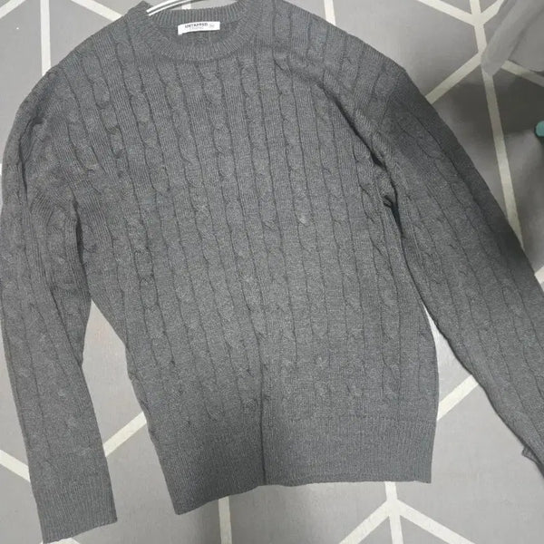 [BUNJANG] Charcoal Cable Knit Sweater XL / 차콜 꽈배기 니트