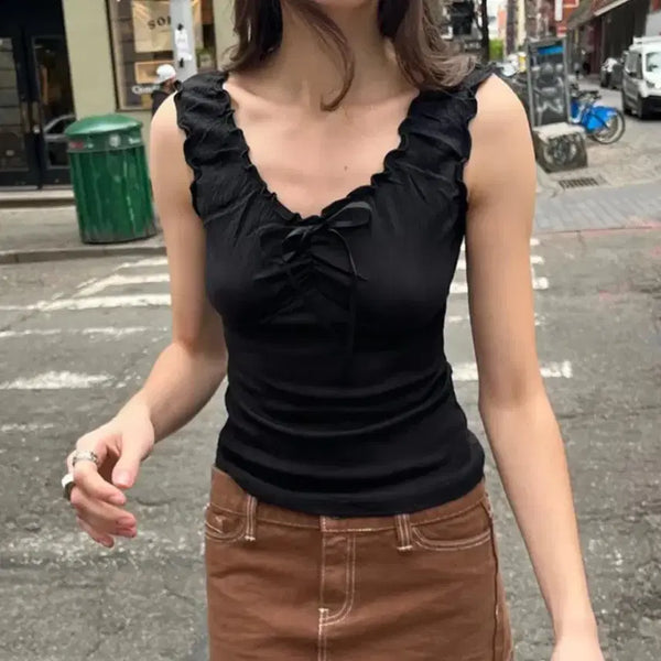 [BUNJANG] Brandy Melville Frill Lace Tank Top / 브랜디멜빌 프릴 레이스 탱크 탑
