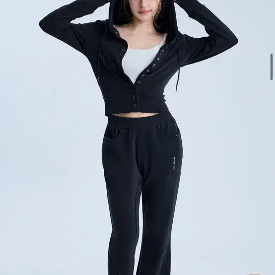 [BUNJANG] Grande Line Recycled Hood Snap Cardigan Black L / 그란데라인 리사이클 후드 스냅 가디건 블랙 L