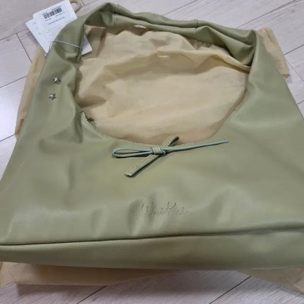 [BUNJANG] YK Vegan Artificial Leather Ribbon Hobo Shoulder Bag Mint / 와이케이 비건 아티피셜 레더 리본 호보백 민트 숄더백