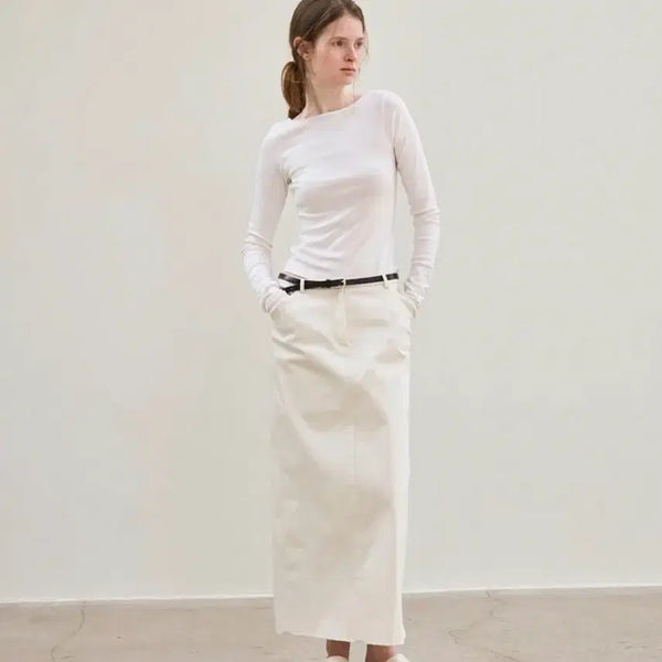 [BUNJANG] Minimal Maxi Skirt (Ivory) / 미니멀 맥시 스커트(아이보리)