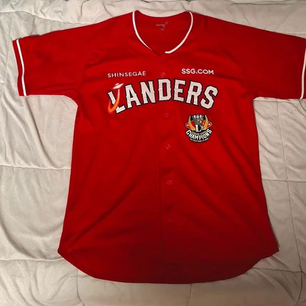 [BUNJANG] SSG Landers Kim Kwang-hyun Championship Patch Baseball Jersey (Size 100) / [100]SSG 랜더스 김광현 우승패치 유니폼