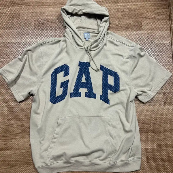 [BUNJANG] GAP Beige Dot Short Sleeve Hoodie / 갭 베이지 도트 반팔 후드티