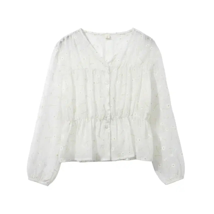 [BUNJANG] Double J Flower See-Through Blouse / 여성F/ 더블J 플라워 시스루 블라우스 빈티지킹