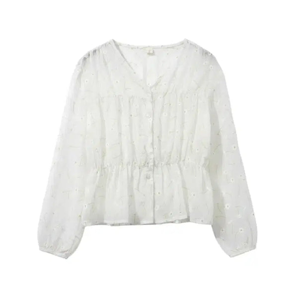 [BUNJANG] Double J Flower See-Through Blouse / 여성F/ 더블J 플라워 시스루 블라우스 빈티지킹