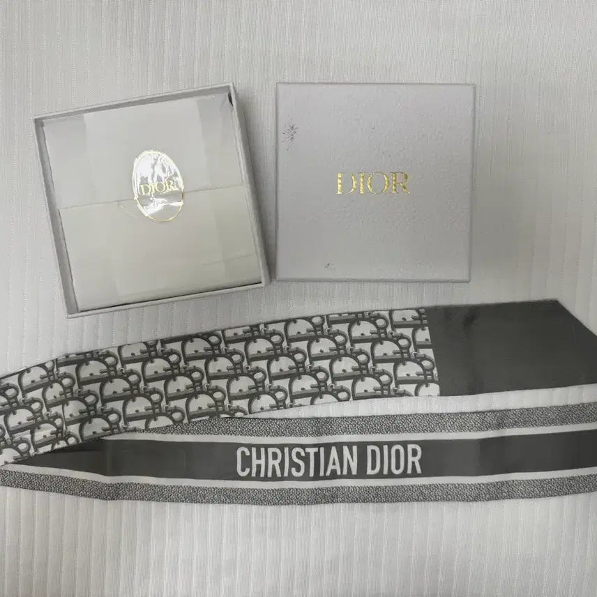 [BUNJANG] Dior Oblique Mitzah Scarf (Gray Silk Twill) / Dior Oblique 미차 스카프(그레이 실크 트윌) 정품!