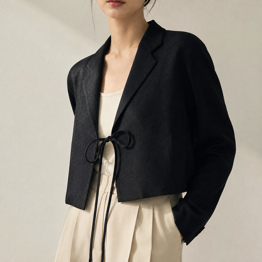 [BUNJANG] TIME by Hansem 24SS Bonotto Ribbon Crop Jacket / [정품] 한섬 타임(TIME) 24SS 보노토 리본 크롭 자켓 55~66