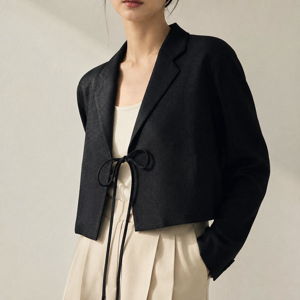 [BUNJANG] TIME by Hansem 24SS Bonotto Ribbon Crop Jacket / [정품] 한섬 타임(TIME) 24SS 보노토 리본 크롭 자켓 55~66