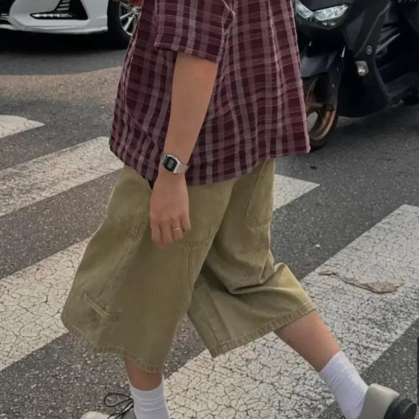 [BUNJANG] Intempomood Used Wash Bermuda Pants Khaki M / 인템포무드 유즈드 워시 버뮤다 팬츠 카키m