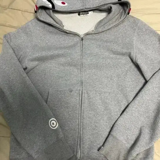 [BUNJANG] BAPE Shark Full Zip Hoodie Grey L / 베이프 샤크 풀집 후드 그레이 L